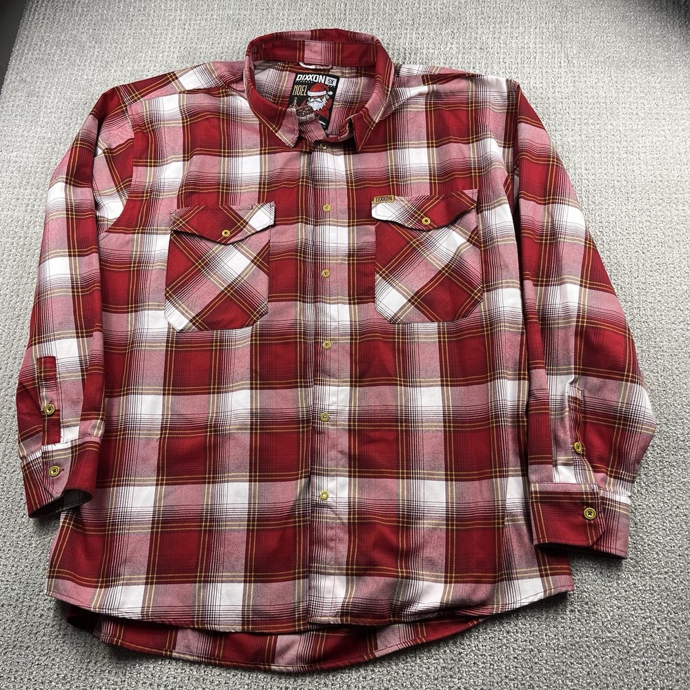 Dixxon Flannel Company Noel Christmas Plaid Shirt Long Sleeve Button-Up Mens 5X
